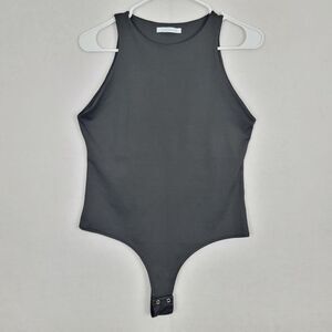 Reoria Bodysuit Women's Large Black Round Neck Stretch Sleeveless Pullover Top